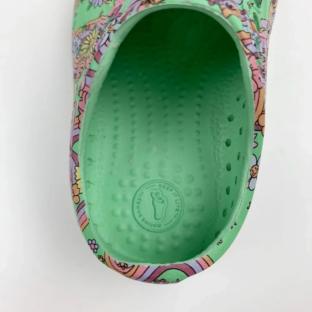 Native Jefferson Sugarlite Slip On Shoes Green Floral Sandals Kids Toddler C4